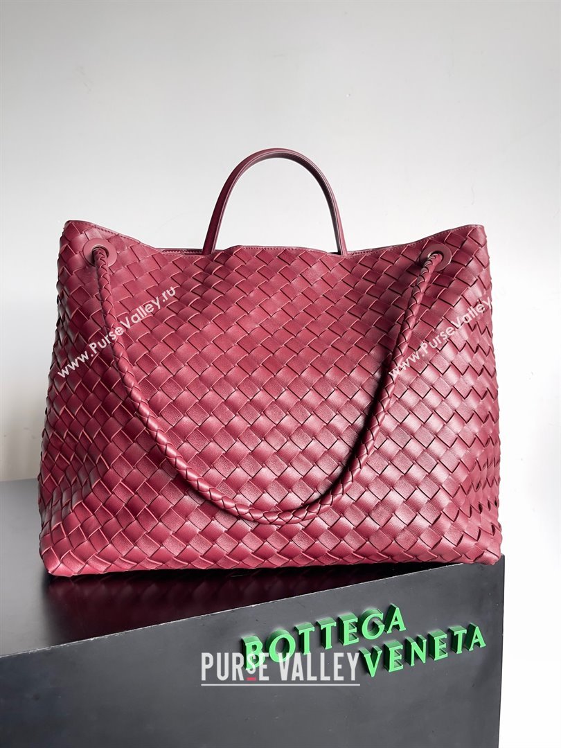 Bottega Veneta Large Andiamo Top Handle Bag in Intrecciato Leather 743575 barolo 2023 (misu240110-05)