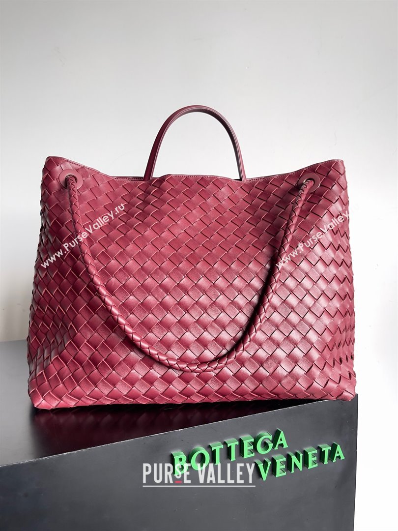 Bottega Veneta Large Andiamo Top Handle Bag in Intrecciato Leather 743575 barolo 2023 (misu240110-05)