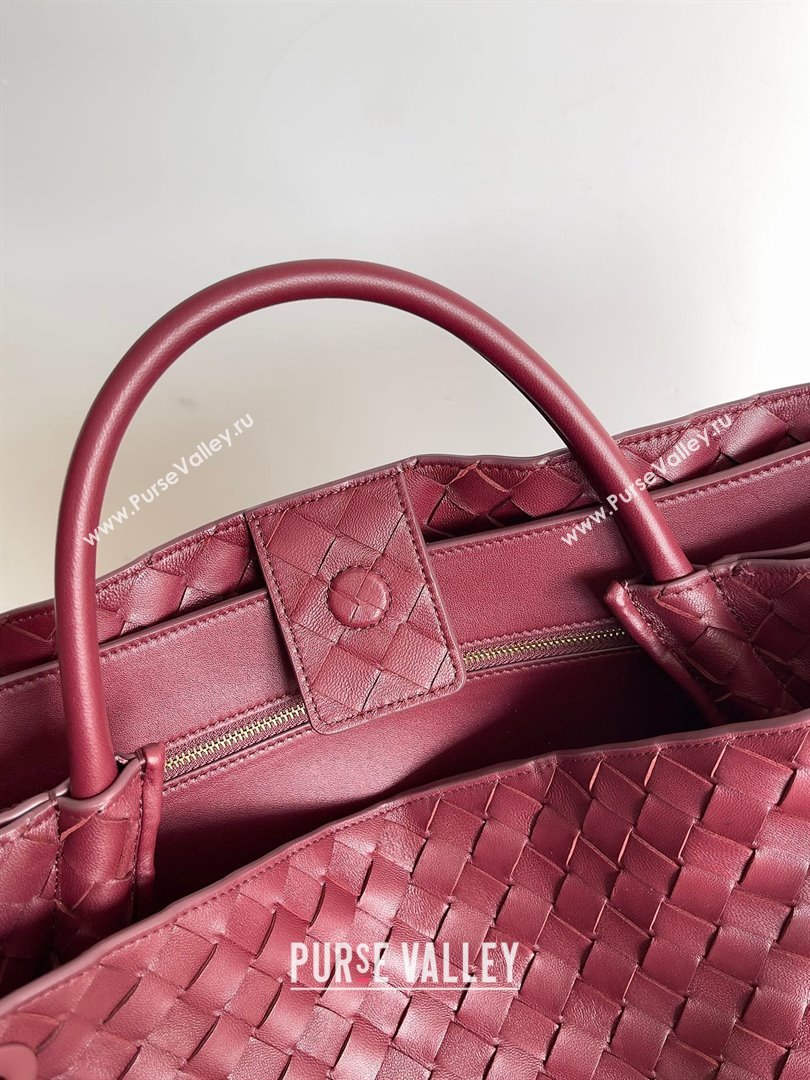 Bottega Veneta Large Andiamo Top Handle Bag in Intrecciato Leather 743575 barolo 2023 (misu240110-05)