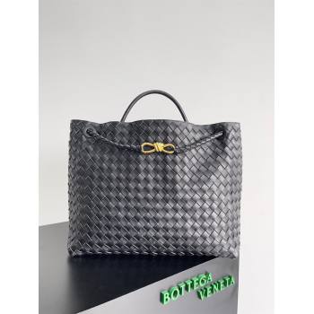 Bottega Veneta Large Andiamo Top Handle Bag in Intrecciato Leather 743575 Black 2023 (misu240110-02)