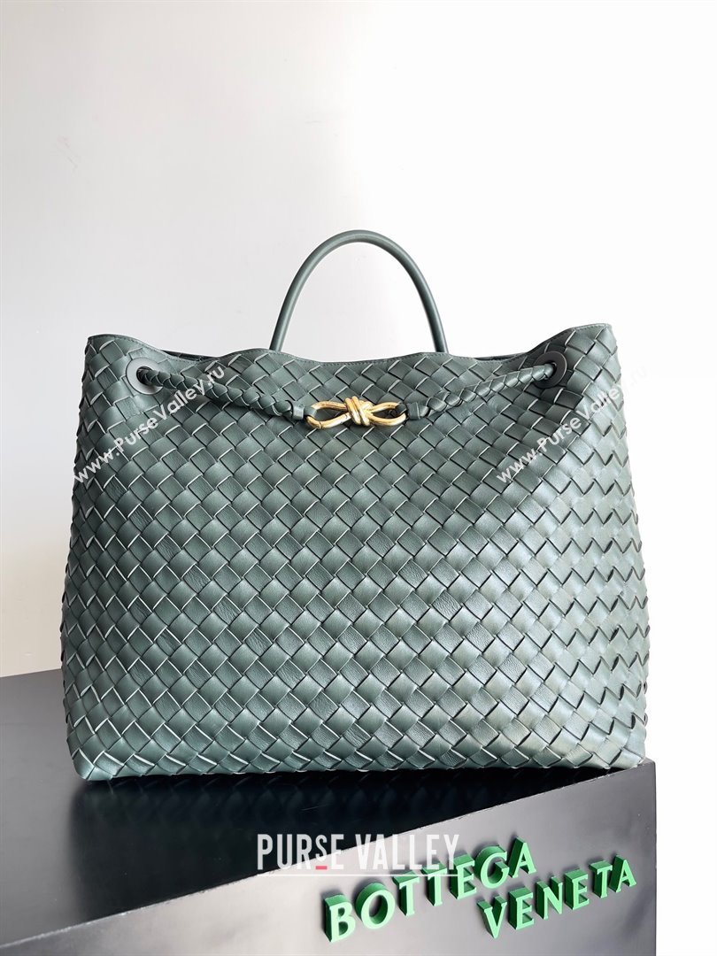 Bottega Veneta Large Andiamo Top Handle Bag in Intrecciato Leather 743575 slate 2023 (misu240110-03)