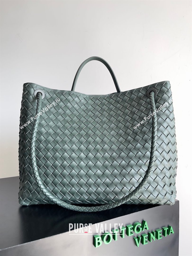 Bottega Veneta Large Andiamo Top Handle Bag in Intrecciato Leather 743575 slate 2023 (misu240110-03)