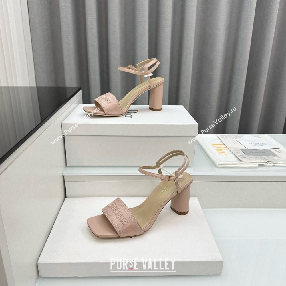 Dior heel 9cm nude Embroidered Satin and Lambskin dway sandals 2024 (kaola-240306-03)