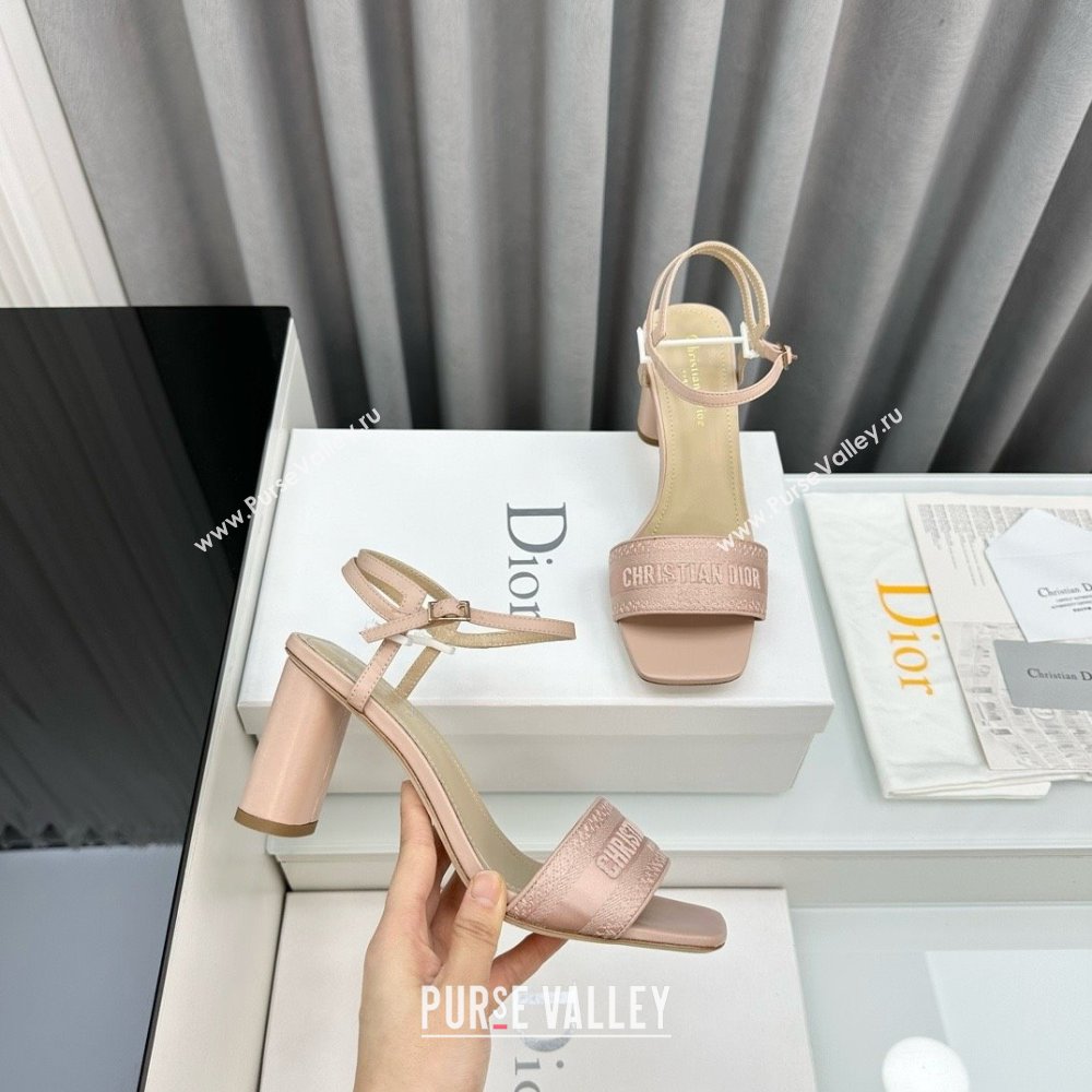 Dior heel 9cm nude Embroidered Satin and Lambskin dway sandals 2024 (kaola-240306-03)