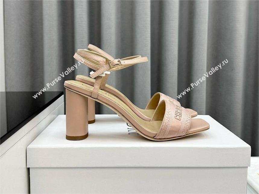 Dior heel 9cm nude Embroidered Satin and Lambskin dway sandals 2024 (kaola-240306-03)