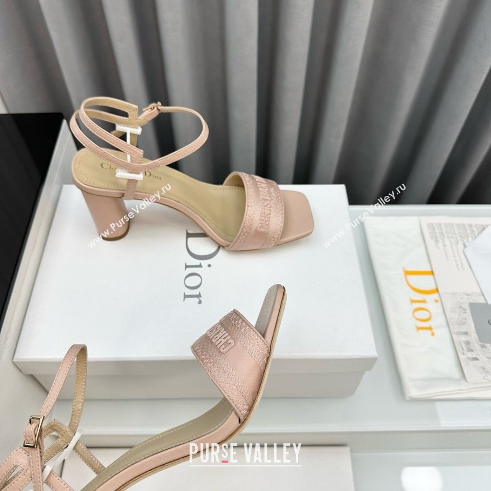 Dior heel 9cm nude Embroidered Satin and Lambskin dway sandals 2024 (kaola-240306-03)
