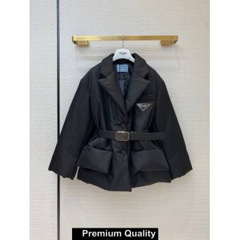 Prada BLACK DOWN JACKET WITH A BELT WINTER 2020 (qiqi-201008-10)