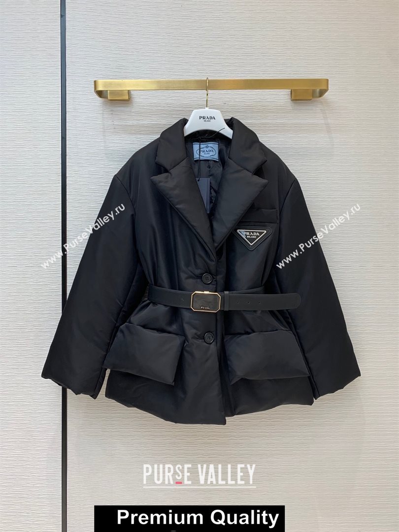 Prada BLACK DOWN JACKET WITH A BELT WINTER 2020 (qiqi-201008-10)