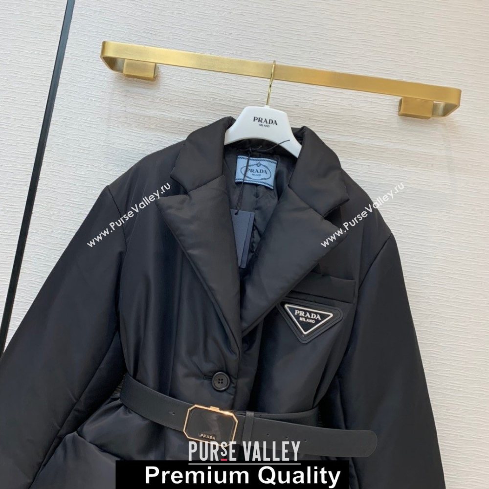 Prada BLACK DOWN JACKET WITH A BELT WINTER 2020 (qiqi-201008-10)