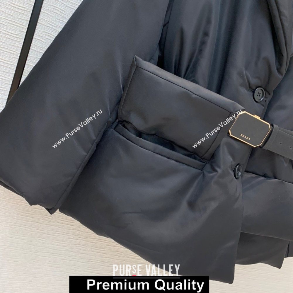 Prada BLACK DOWN JACKET WITH A BELT WINTER 2020 (qiqi-201008-10)