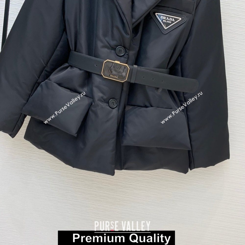 Prada BLACK DOWN JACKET WITH A BELT WINTER 2020 (qiqi-201008-10)