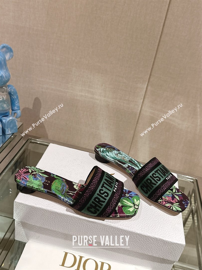 Dior Embroidered Cotton and Purple Multicolor Toile de Jouy Voyage Motif Dway Flat Slide 2024 (MODENG-240306-04)