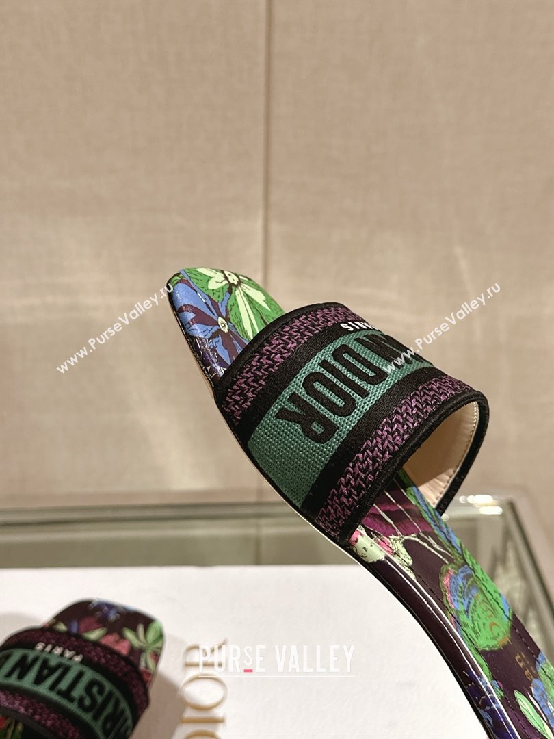 Dior Embroidered Cotton and Purple Multicolor Toile de Jouy Voyage Motif Dway Flat Slide 2024 (MODENG-240306-04)