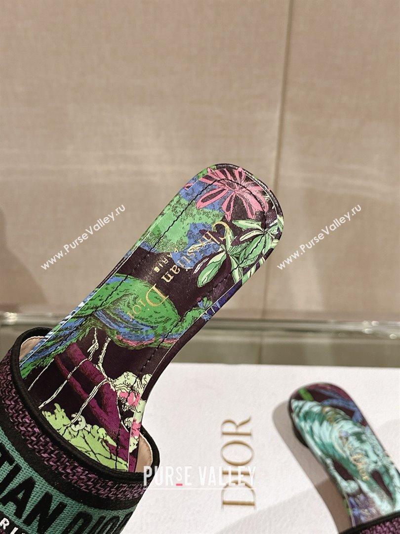 Dior Embroidered Cotton and Purple Multicolor Toile de Jouy Voyage Motif Dway Flat Slide 2024 (MODENG-240306-04)