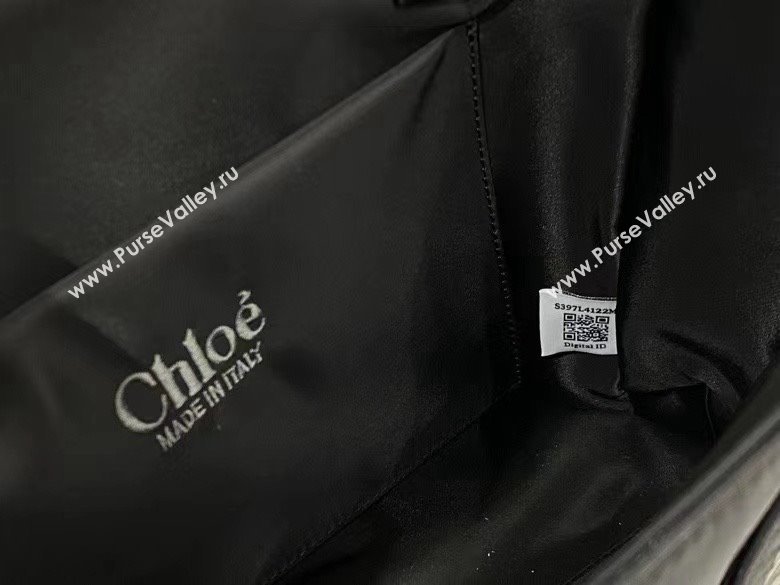 chloe medium Woody tote bag in Recycled nylon with Chloé logo black 2024 (nana-240307-06)