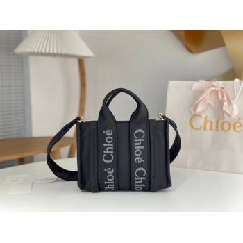 chloe small Woody tote bag in Recycled nylon with Chloé logo black 2024 (nana-240307-03)