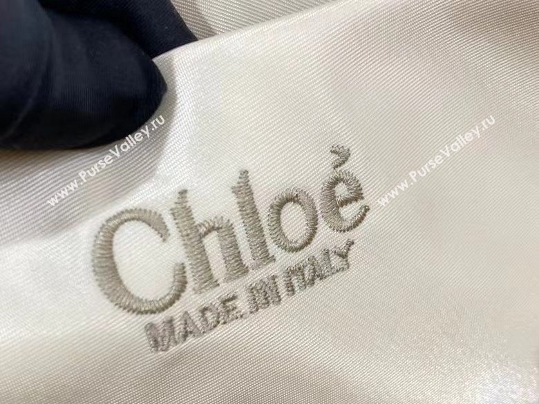 chloe medium Woody tote bag in Recycled nylon with Chloé logo white 2024 (nana-240307-04)