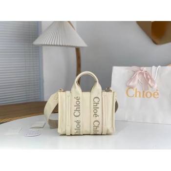 chloe small Woody tote bag in Recycled nylon with Chloé logo white 2024 (nana-240307-01)