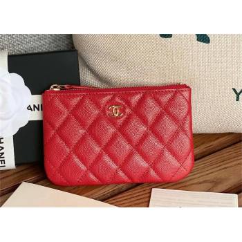 Chanel Classic Mini Pouch in Grained Shiny Calfskin A82365 red with gold hardware 2022 (yongsheng-231125-04)