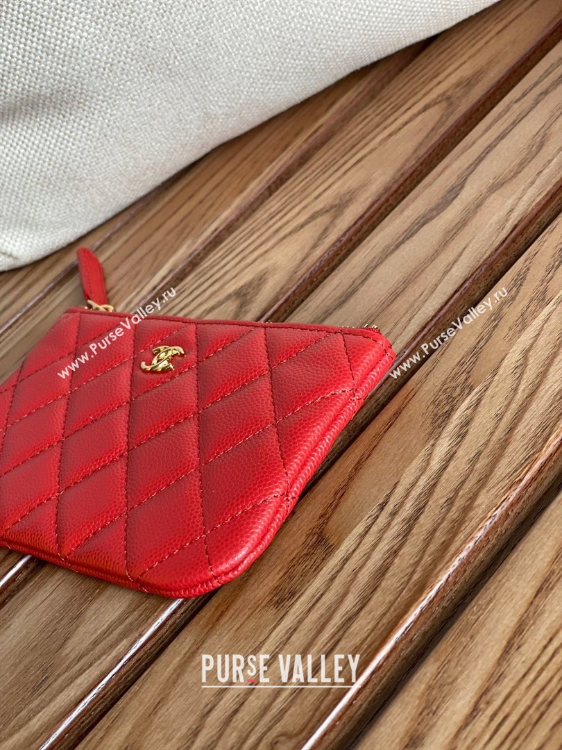 Chanel Classic Mini Pouch in Grained Shiny Calfskin A82365 red with gold hardware 2022 (yongsheng-231125-04)
