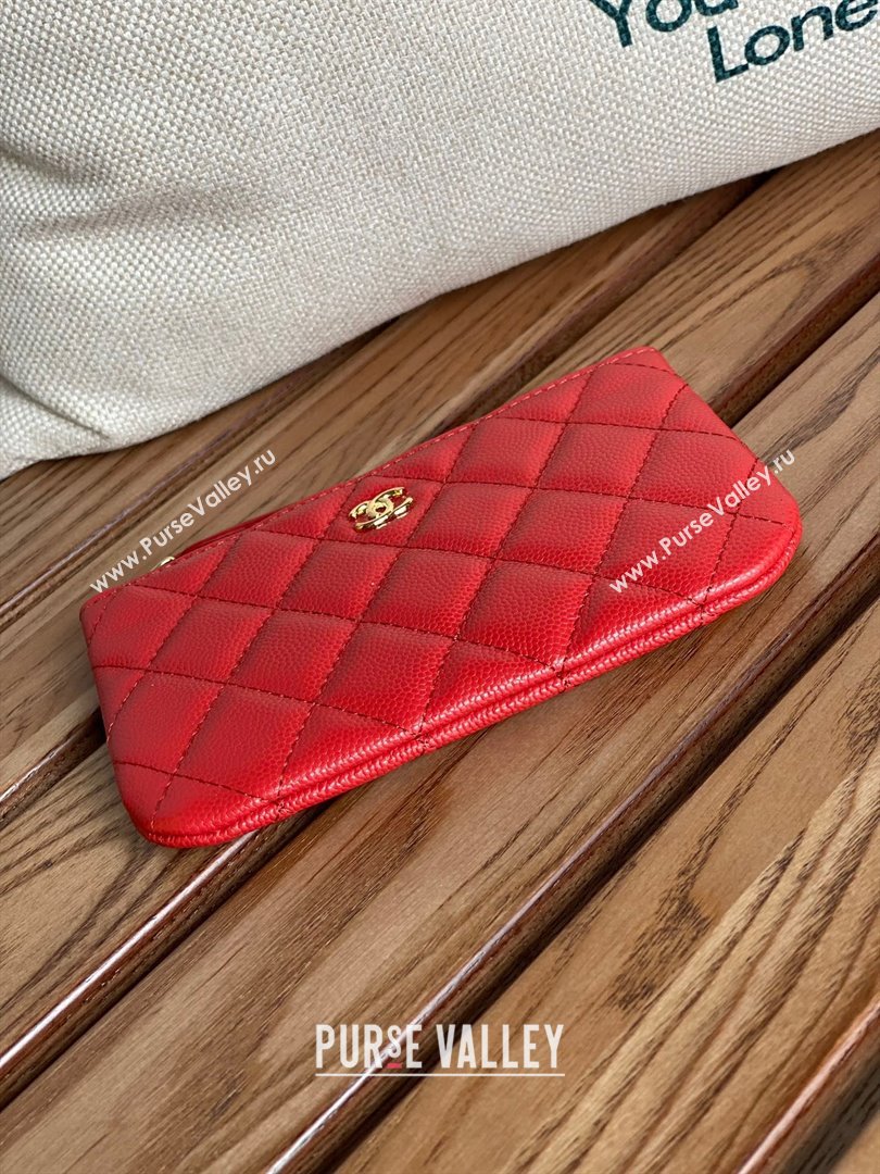 Chanel Classic Mini Pouch in Grained Shiny Calfskin A82365 red with gold hardware 2022 (yongsheng-231125-04)