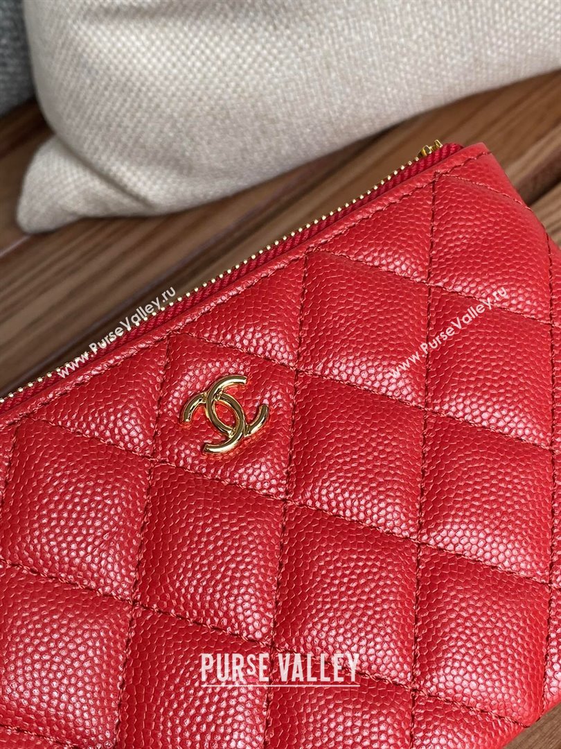 Chanel Classic Mini Pouch in Grained Shiny Calfskin A82365 red with gold hardware 2022 (yongsheng-231125-04)