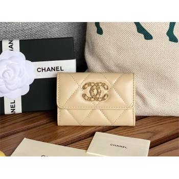 CHANEL 19 Flap Card Holder in lambskin AP1790 BEIGE 2023 (yongsheng-231124-01)