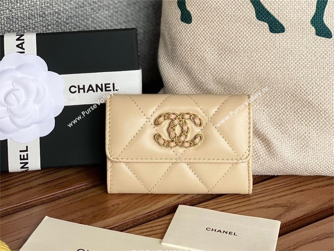CHANEL 19 Flap Card Holder in lambskin AP1790 BEIGE 2023 (yongsheng-231124-01)