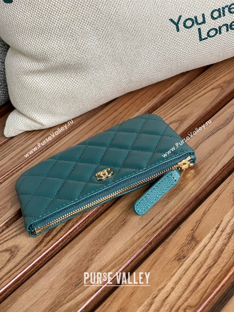 Chanel Classic Mini Pouch in Grained Shiny Calfskin A82365 dark green with gold hardware 2022 (yongsheng-231125-06)