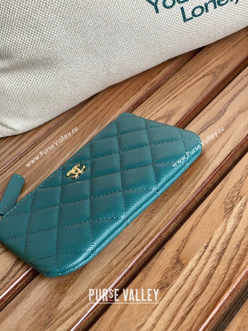 Chanel Classic Mini Pouch in Grained Shiny Calfskin A82365 dark green with gold hardware 2022 (yongsheng-231125-06)