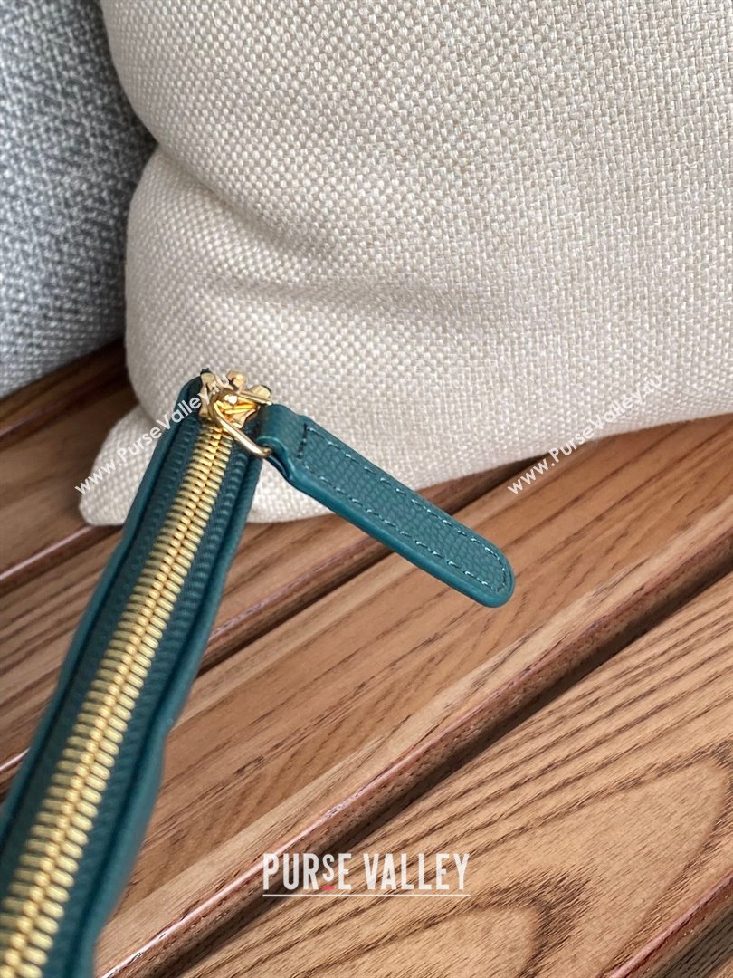 Chanel Classic Mini Pouch in Grained Shiny Calfskin A82365 dark green with gold hardware 2022 (yongsheng-231125-06)