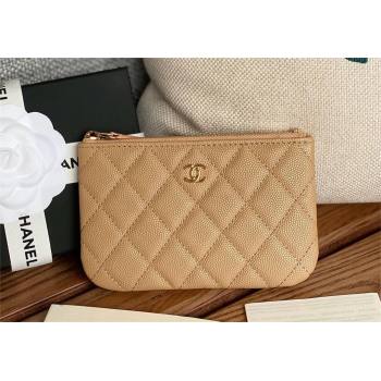 Chanel Classic Mini Pouch in Grained Shiny Calfskin A82365 beige with gold hardware 2022 (yongsheng-231125-05)