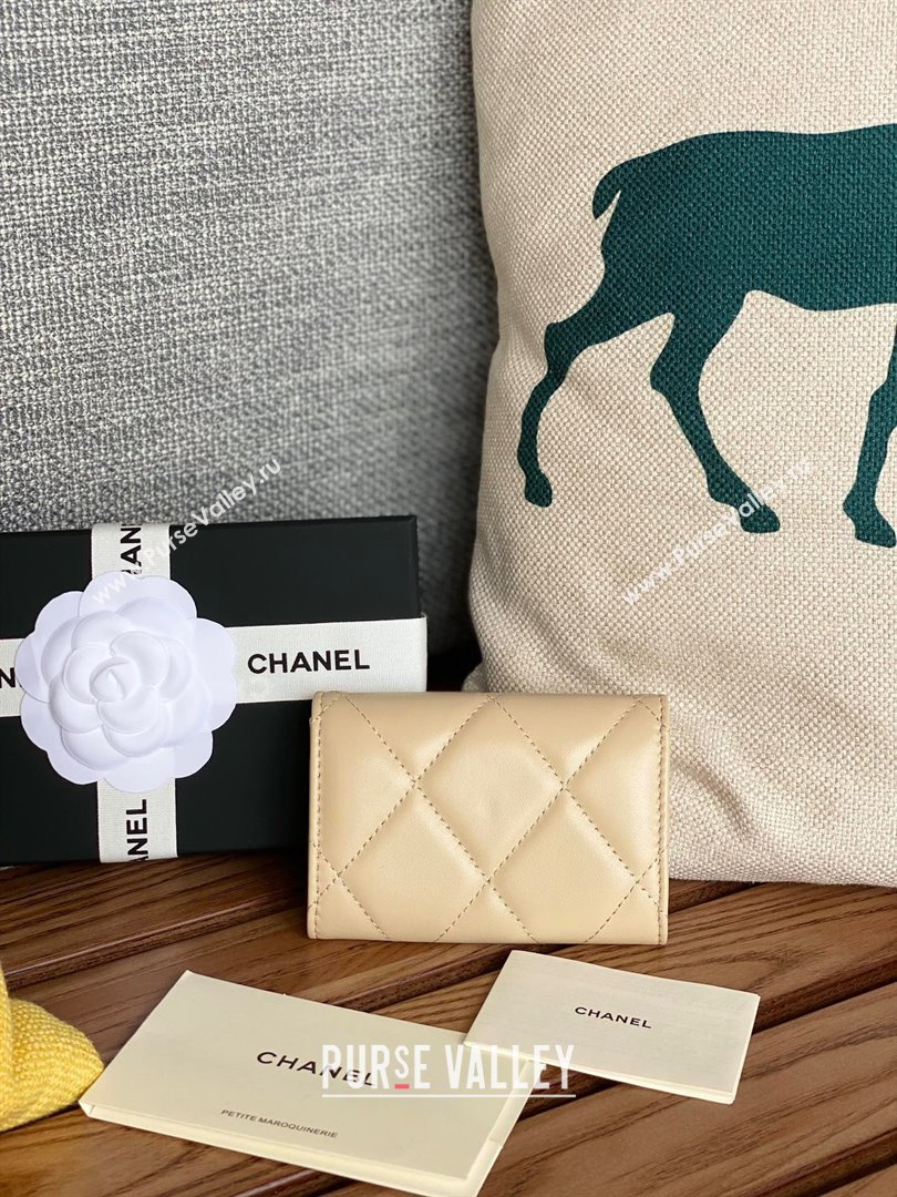 CHANEL 19 Flap Card Holder in lambskin AP1790 BEIGE 2023 (yongsheng-231124-01)