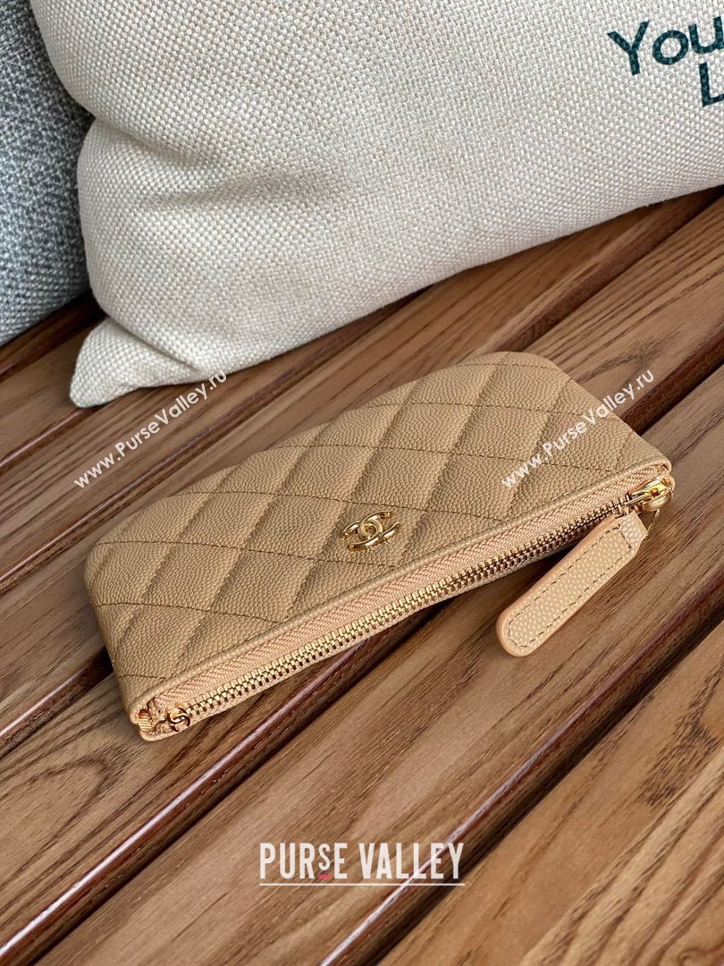 Chanel Classic Mini Pouch in Grained Shiny Calfskin A82365 beige with gold hardware 2022 (yongsheng-231125-05)