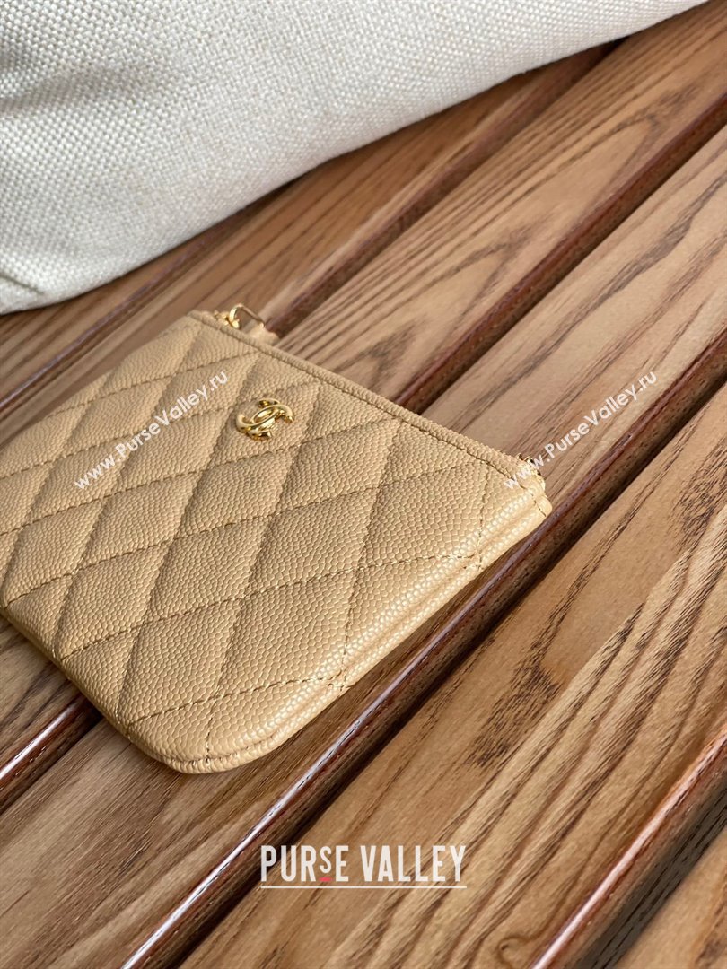 Chanel Classic Mini Pouch in Grained Shiny Calfskin A82365 beige with gold hardware 2022 (yongsheng-231125-05)