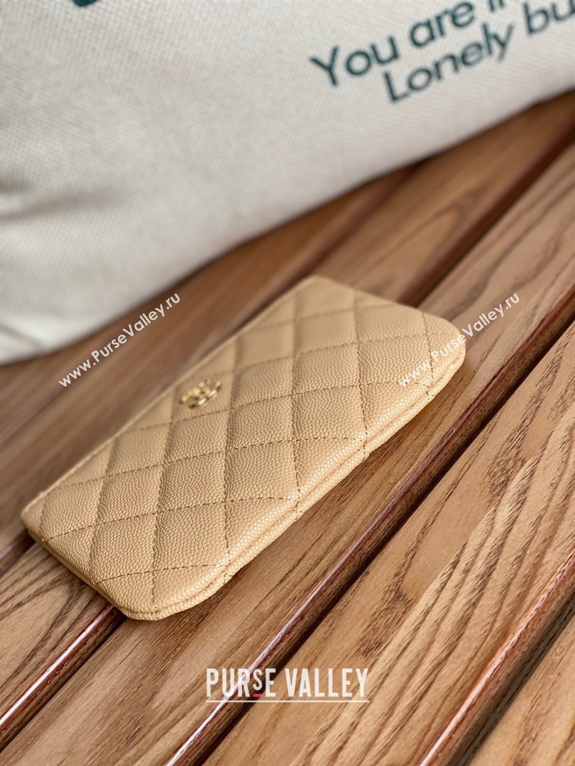 Chanel Classic Mini Pouch in Grained Shiny Calfskin A82365 beige with gold hardware 2022 (yongsheng-231125-05)