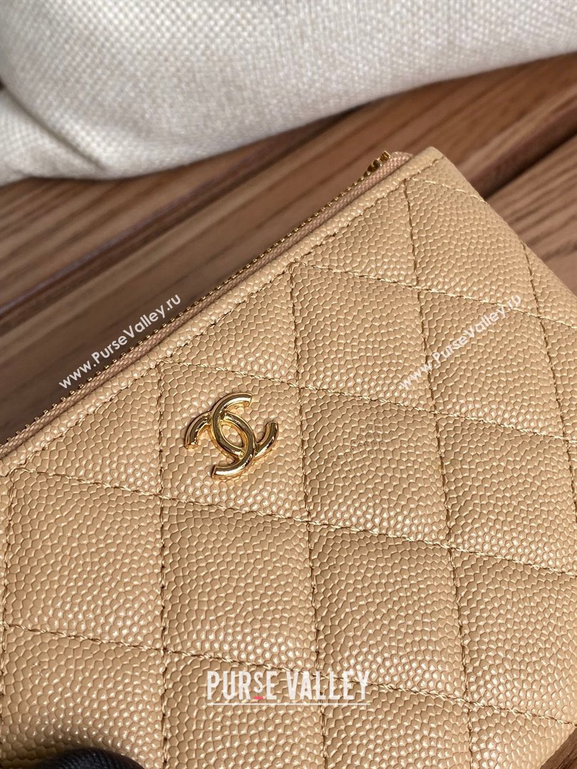 Chanel Classic Mini Pouch in Grained Shiny Calfskin A82365 beige with gold hardware 2022 (yongsheng-231125-05)