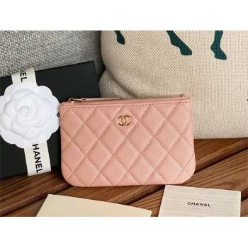 Chanel Classic Mini Pouch in Grained Shiny Calfskin A82365 pink with gold hardware 2022 (yongsheng-231125-07)