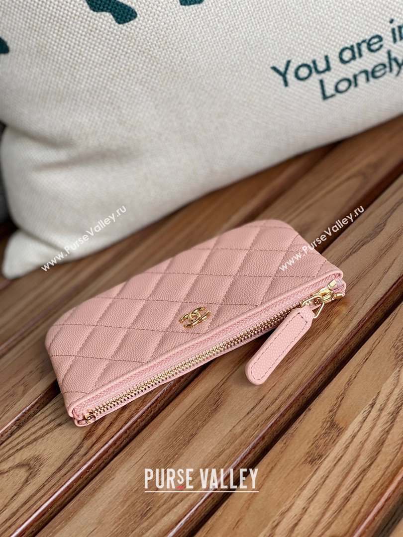 Chanel Classic Mini Pouch in Grained Shiny Calfskin A82365 pink with gold hardware 2022 (yongsheng-231125-07)