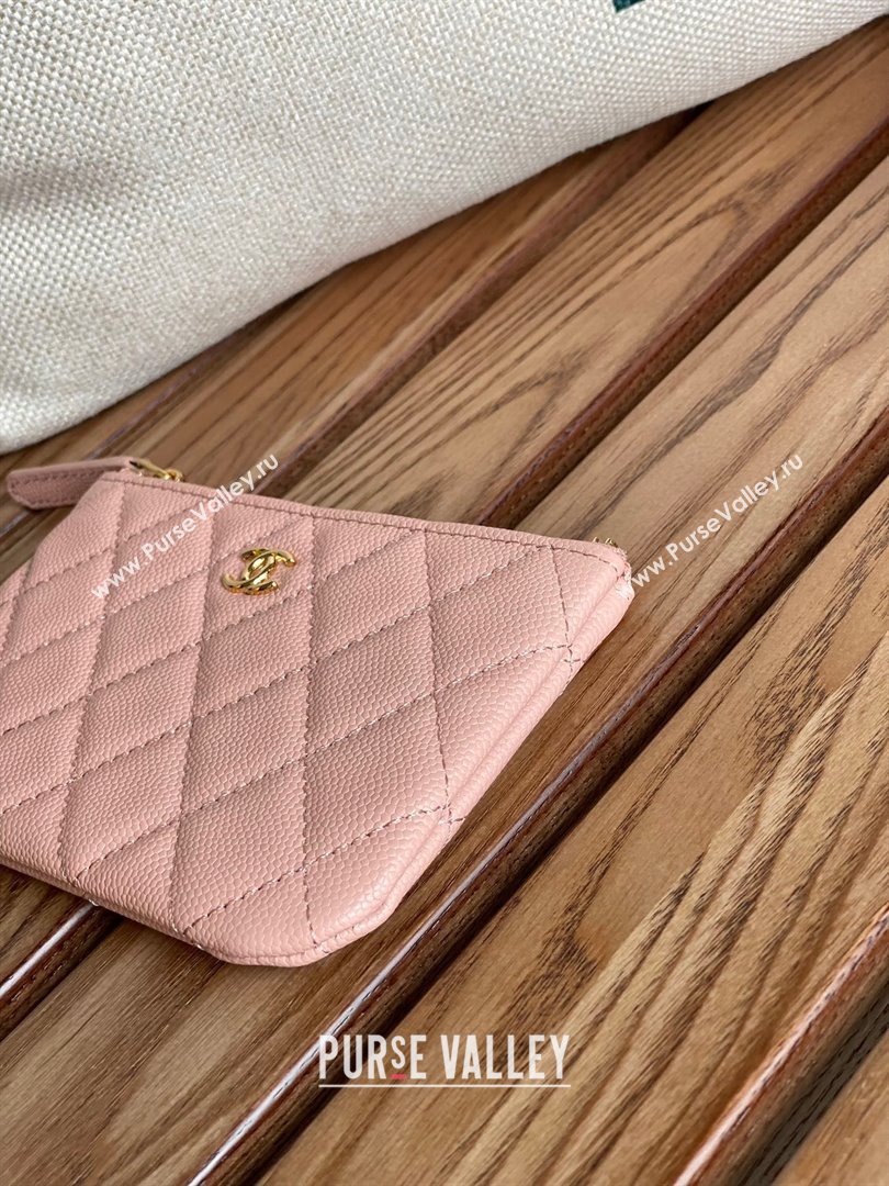 Chanel Classic Mini Pouch in Grained Shiny Calfskin A82365 pink with gold hardware 2022 (yongsheng-231125-07)