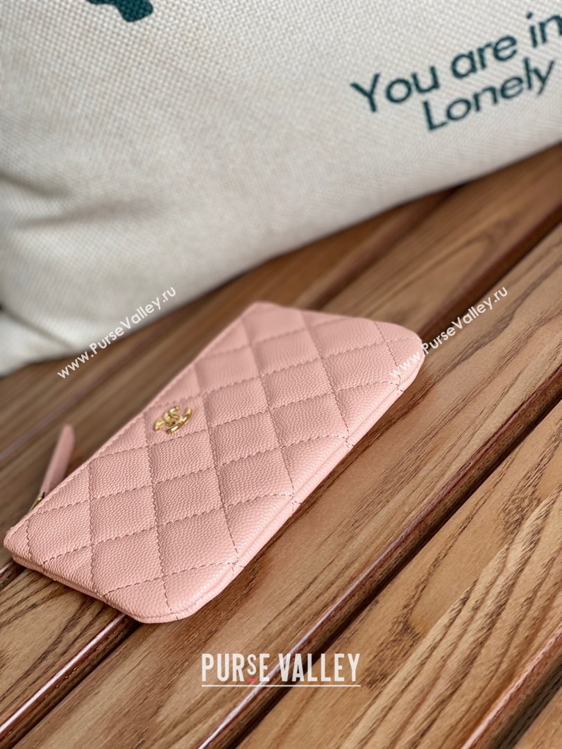 Chanel Classic Mini Pouch in Grained Shiny Calfskin A82365 pink with gold hardware 2022 (yongsheng-231125-07)