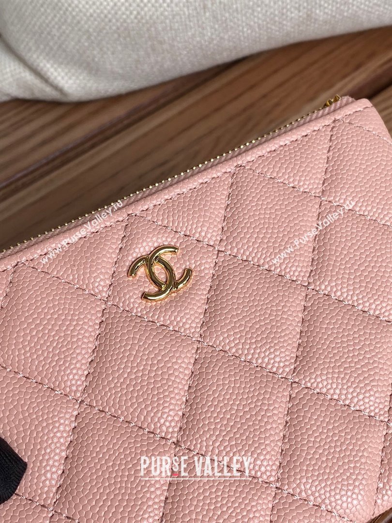 Chanel Classic Mini Pouch in Grained Shiny Calfskin A82365 pink with gold hardware 2022 (yongsheng-231125-07)