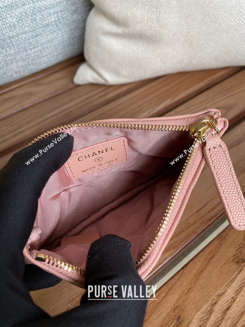 Chanel Classic Mini Pouch in Grained Shiny Calfskin A82365 pink with gold hardware 2022 (yongsheng-231125-07)