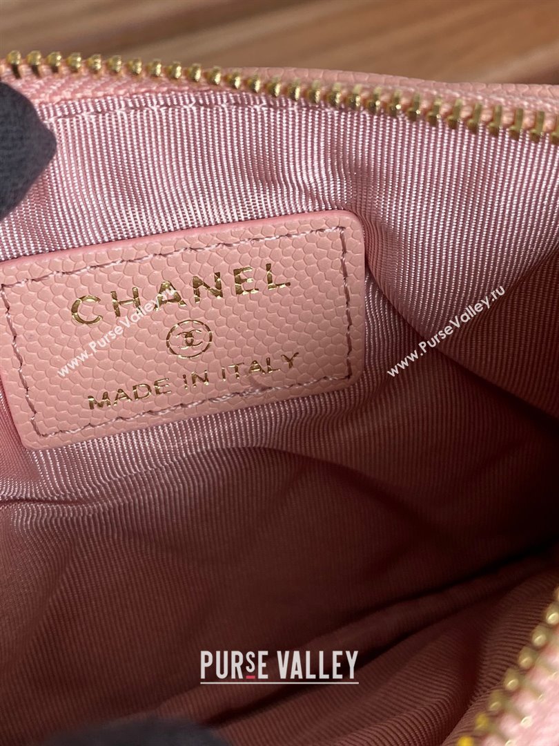 Chanel Classic Mini Pouch in Grained Shiny Calfskin A82365 pink with gold hardware 2022 (yongsheng-231125-07)