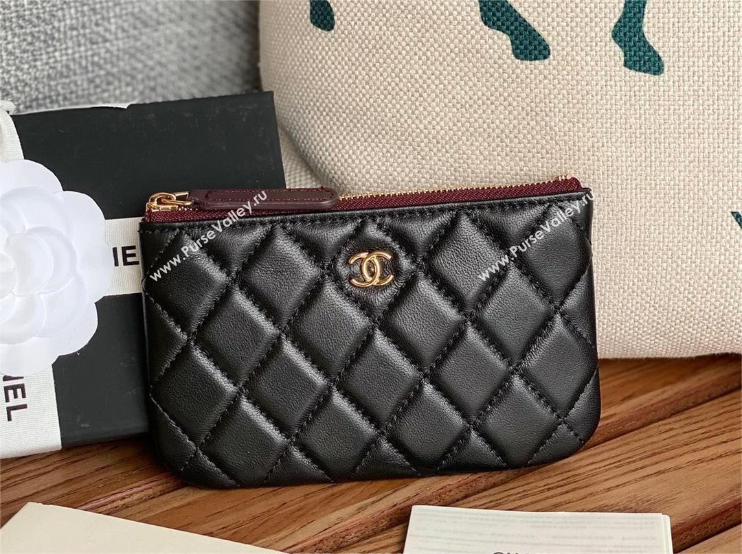 Chanel Classic Mini Pouch in sheepskin A82365 black with gold hardware 2022 (yongsheng-231125-12)