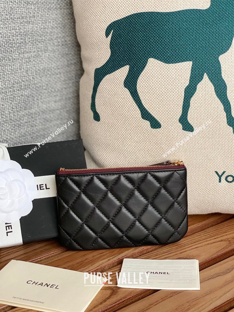 Chanel Classic Mini Pouch in sheepskin A82365 black with gold hardware 2022 (yongsheng-231125-12)