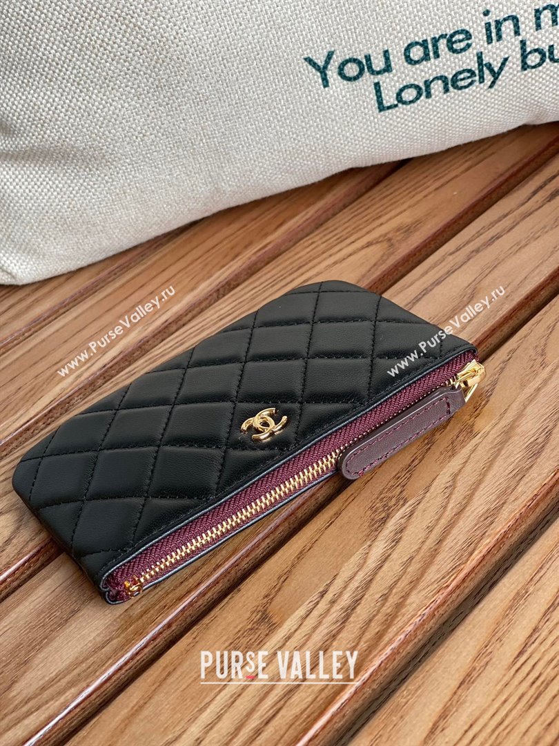 Chanel Classic Mini Pouch in sheepskin A82365 black with gold hardware 2022 (yongsheng-231125-12)