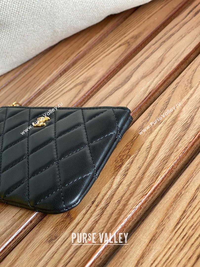 Chanel Classic Mini Pouch in sheepskin A82365 black with gold hardware 2022 (yongsheng-231125-12)