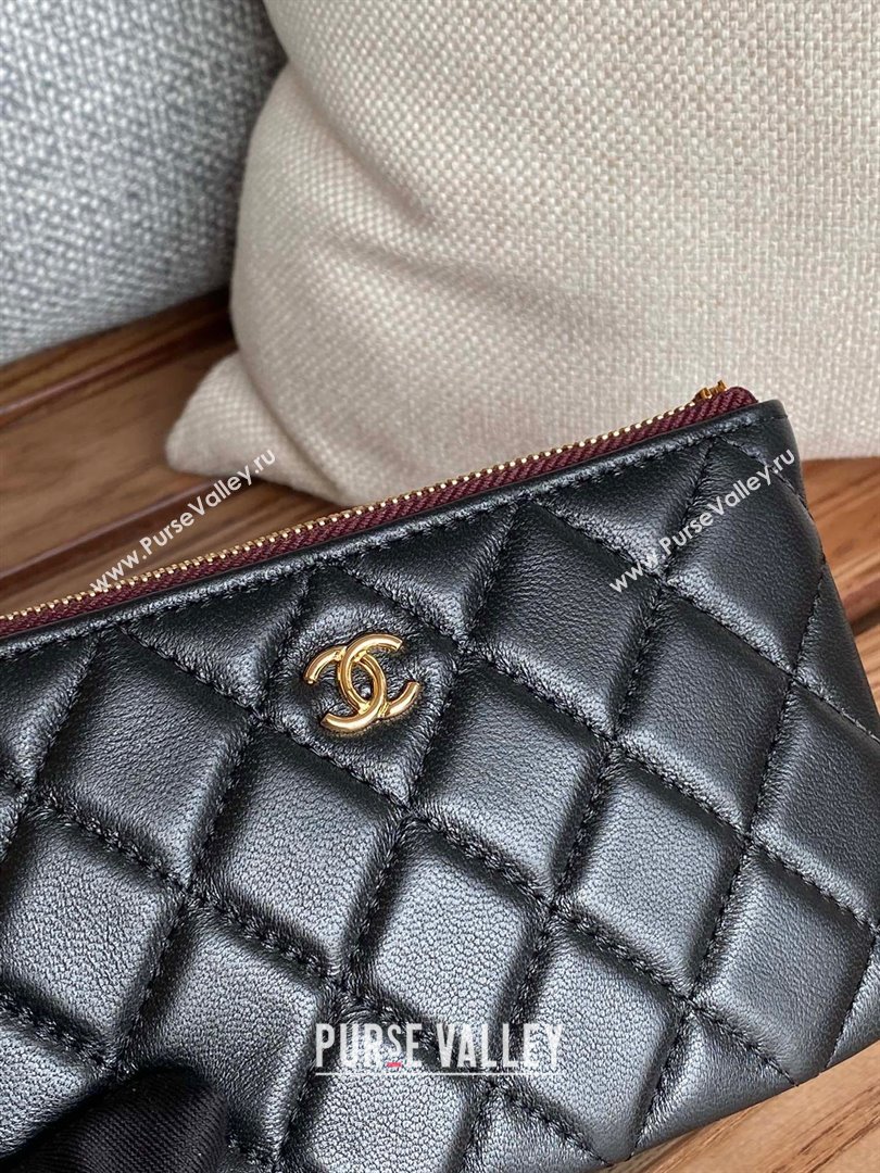 Chanel Classic Mini Pouch in sheepskin A82365 black with gold hardware 2022 (yongsheng-231125-12)