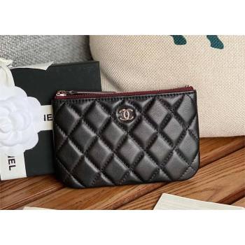 Chanel Classic Mini Pouch in sheepskin A82365 black with silver hardware 2022 (yongsheng-231125-13)